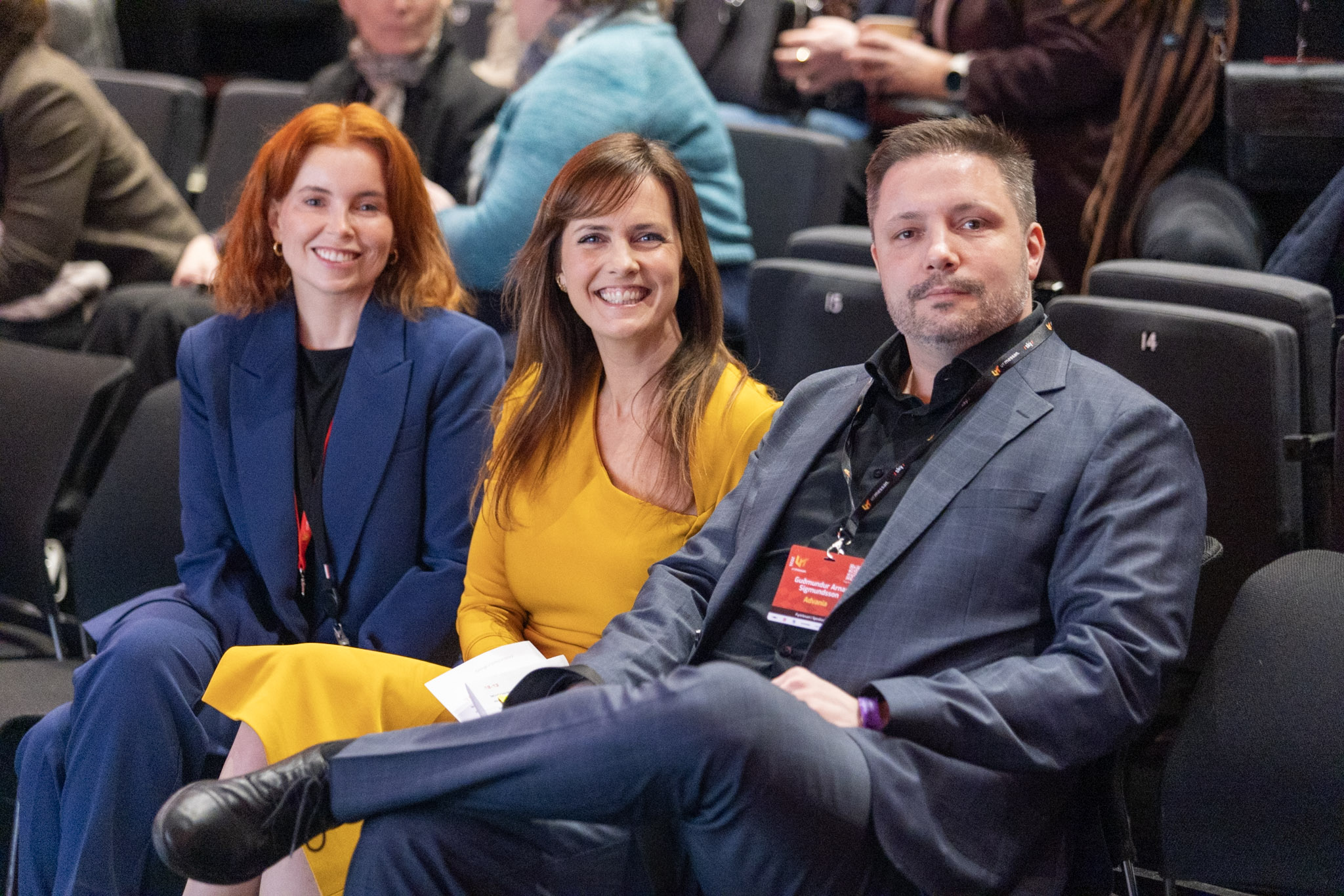 Sylvía Rut Sigfúsdóttir, Hildur Einarsdóttir og Guðmundur Arnar Sigmundsson í Hörpu. Mynd: Advania/Jón Snær Ragnarsson